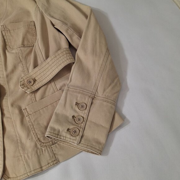Jessica Sport Y2K Vintage Military Safari Cargo Jacket Blazer Sz 12 Khaki Travel - Picture 9 of 16